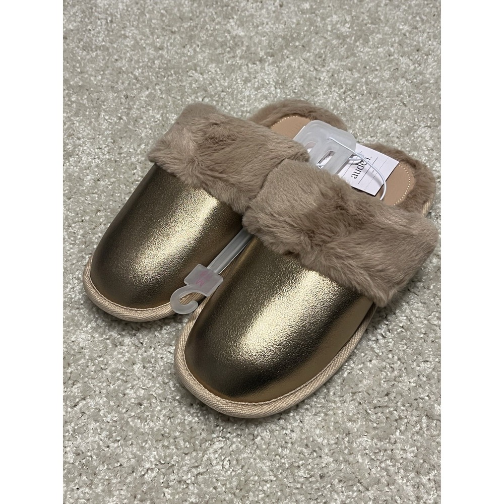 Auden Women's Gold House Slippers Size M 7-8 Bride Mom Wife Birthday Gift